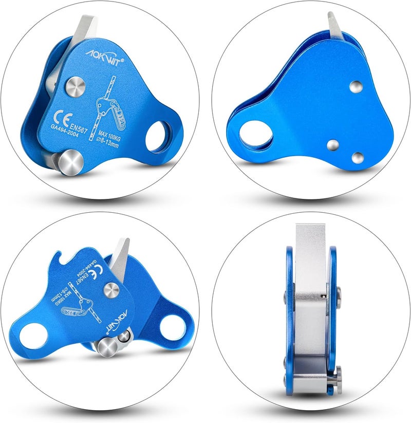 AOKWIT Climbing Ascender Rope Grab Fall Protection Belay Device Tree Climbing Gear Rappelling Equipment Rope Ascender for Rock Climbing Mountaineering Arborist Caving Rescue Aerial Work 8-12mm Ropes - Image 2